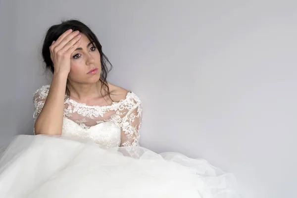 Sad and Worried Bride  in her Wedding Day