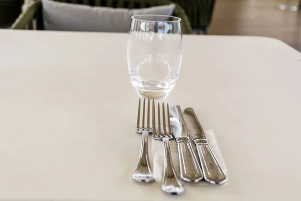 Vidlička Nůž Stůl Restaurant — Stock fotografie
