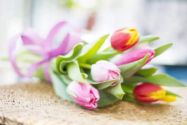 Bouquet Bellissimi Tulipani Colorati — Foto Stock