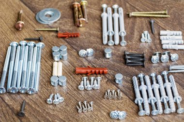 Vida, somun ve diğer inşaat elemanları arka plan 