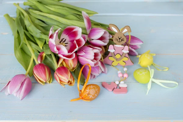 Söt Tulpan Blommor Blomma Trä Bakgrund — Stockfoto