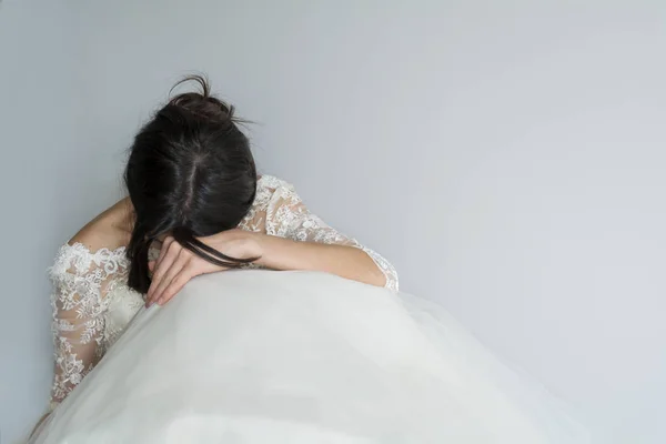 Sad and Worried Bride  in her Wedding Day