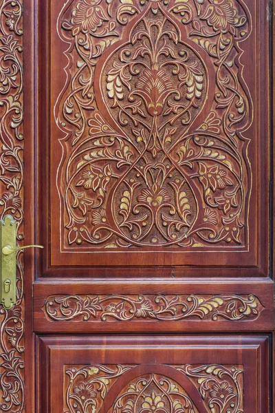 Ancient Wooden  Door with Golden Door Handle