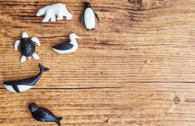 Boş kağıt not. Okyanus kavramını kopyalama alanı ve deniz hayvanlarıyla kaydet