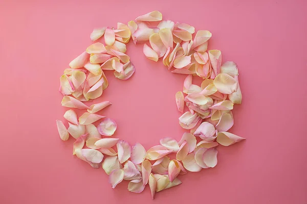 rose wedding petals on a pink background