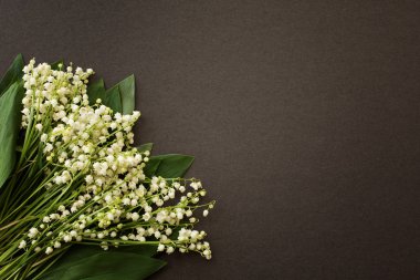 Lila buket bahar taze beyaz bahçe dokulu gri bir arka plan üzerinde