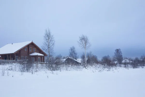 Зимний Снежный Сельский Пейзаж — стоковое фото