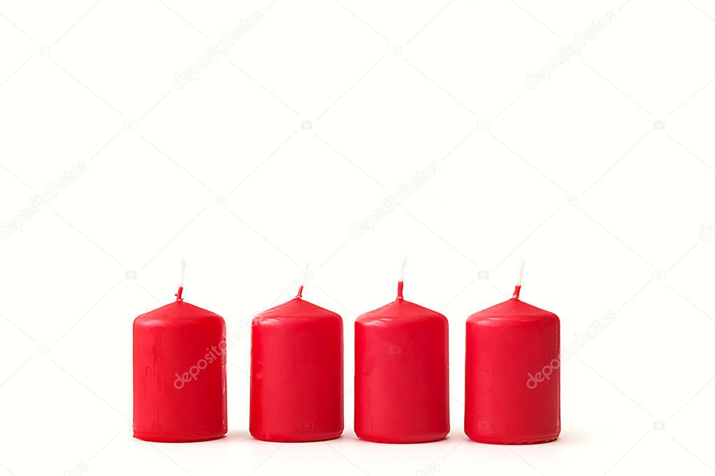 red candles on white background