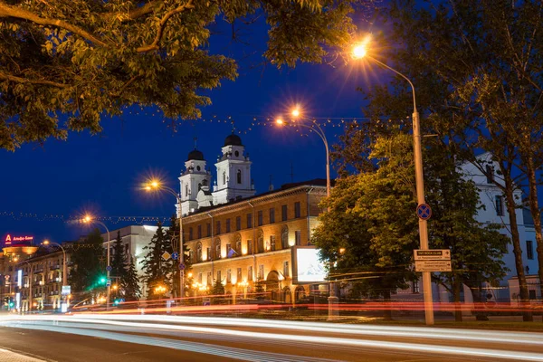 민스크 벨라루스 2018 민스크 역사적 유명한 레니나 거리는 세인트 대성당과 — 스톡 사진