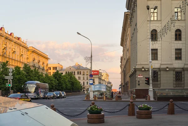 Minsk Vitryssland Maj 2018 Minsk Centrum Trafik Lenina Gatan Kvällen — Stockfoto