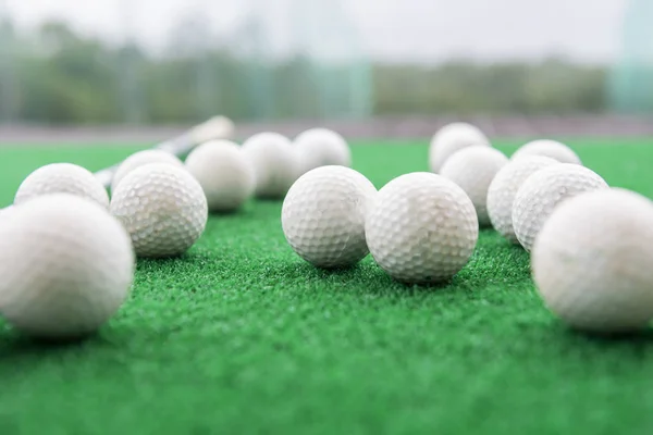 Golf Balls Synthetic Grass Mat Practice Range — Stock Photo, Image