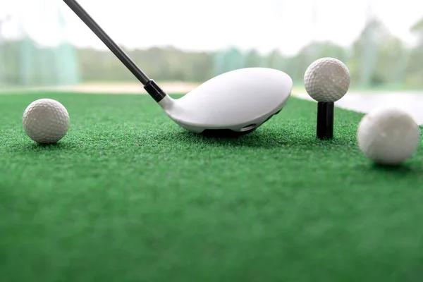 Golf Club Ball Synthetic Grass Mat Practice Range — Stock Photo, Image