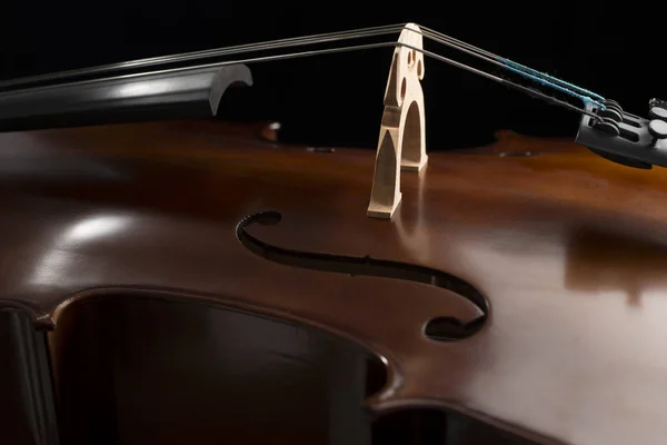 Siyah bir arka plan karşı ayarla bir çello, yakın çekim