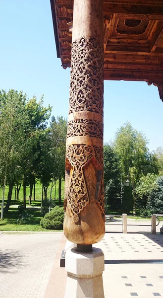 eastern wooden column with ornament. Islamic ornament