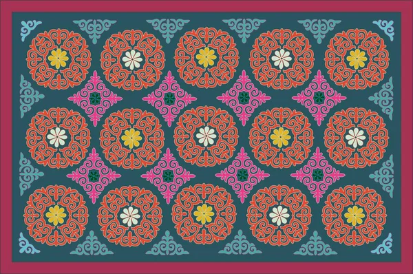 아시아 페르시아어 색상입니다 어두운 배경에서 카펫의 카펫입니다 — 스톡 벡터