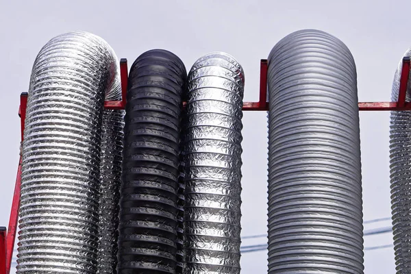 Varias Mangueras Tuberías Flexibles Aluminio Para Conductos Aire — Foto de Stock