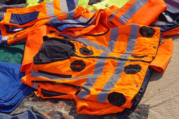 Orange Safety Vest Reflective Strips Gear — Stock Photo, Image