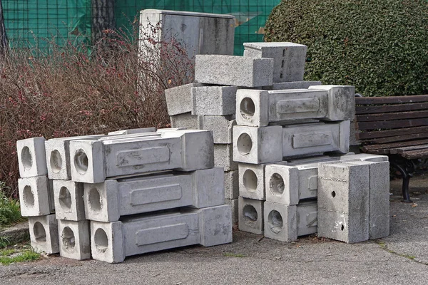 Stack of concrete pillars columns construction material