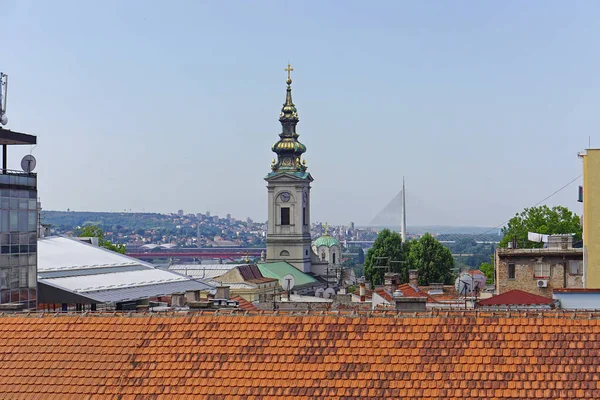 Templomtorony Ada Hídoszlop Belgrádban — Stock Fotó