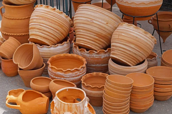 Vasi Terracotta Arancione Argilla Fiori — Foto Stock