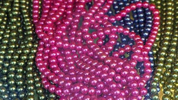 Artificial Pink Plastic Imitation Pearls Bijoux Jewelry — Stock Photo, Image