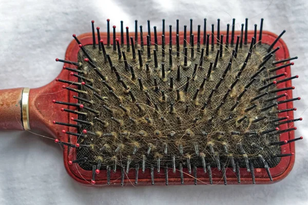 Eski saç fırçası, bol saçlı.