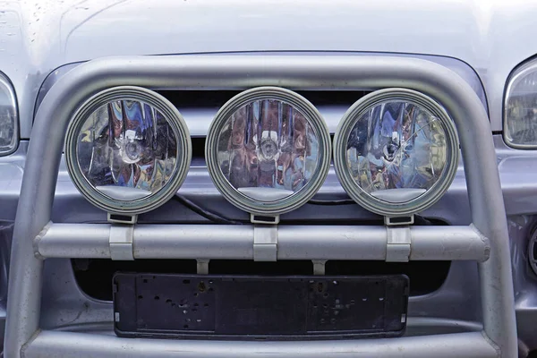 Three Road Suv Lights Bull Bar — Stock Photo, Image