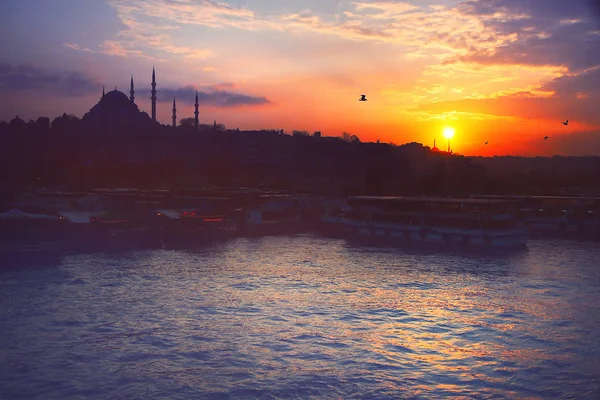 Stanbul Boğaziçi Tarihi Metropolis Romantik Bir Gün Batımı — Stok fotoğraf