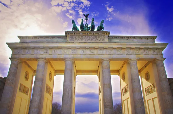 Porta Brandeburgo Berlino Germania Simbolo Della Divisione Tedesca Berlinese Durante — Foto Stock