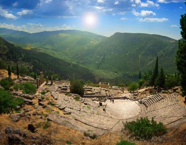 The ancient theater of Delphi, a world famous archaeological site in Greece clipart
