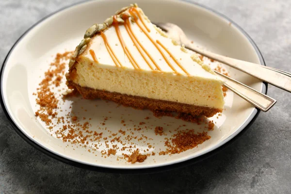 Yummy Cheesecake Piece Plate Food Closeup — Stock Photo, Image