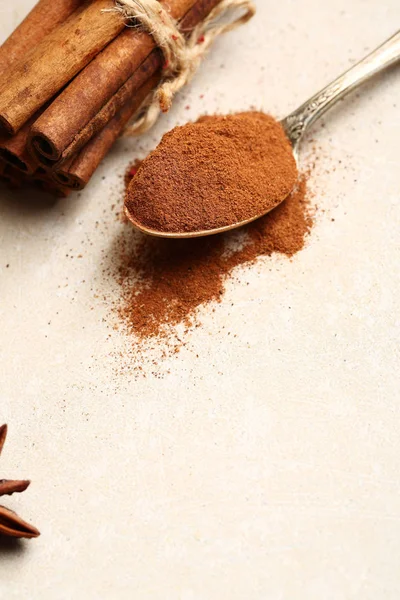 Cinnamon Powder Sticks Food Background — Stock Photo, Image