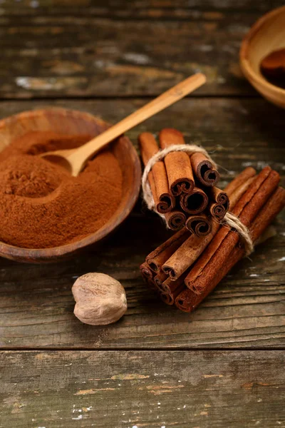 Cinnamon Spice Trä Mat Närbild — Stockfoto