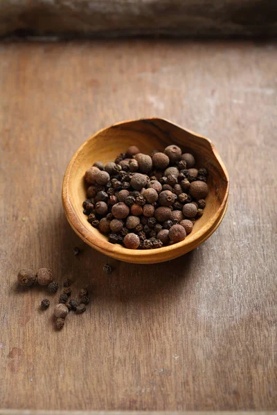 Aromatic Black Pepper Mix Wooden Background Spice — Stock Photo, Image