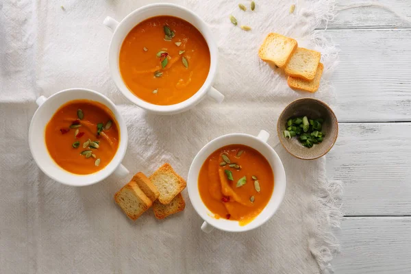 Autumn Hot Pumpkin Cream Soup Food — Stock Photo, Image