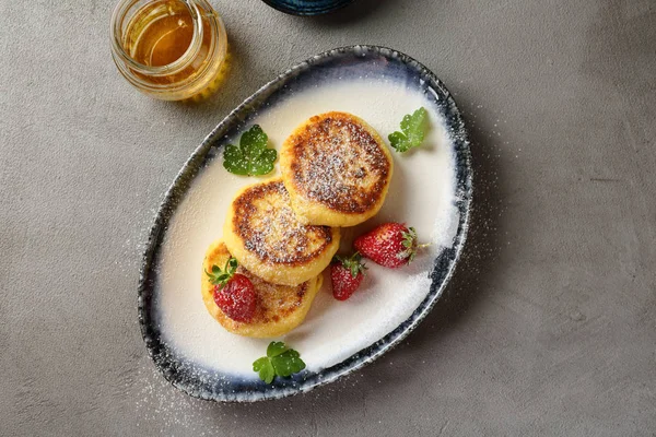 Frühstück Käse Pfannkuchen Essen Oben — Stockfoto