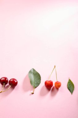 Pembe arka planda kirazlar