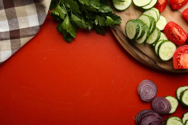 Red food background with ingredients