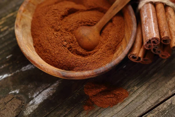 Fresh Cinnamon Bowl Spice Close — Stock Photo, Image