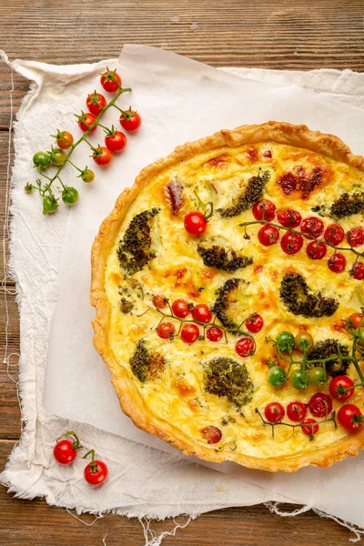 Quiche Fromage Brocoli Vue Dessus — Photo