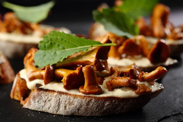 Mushrooms Bruschetta Cream Cheese — Stock Photo, Image