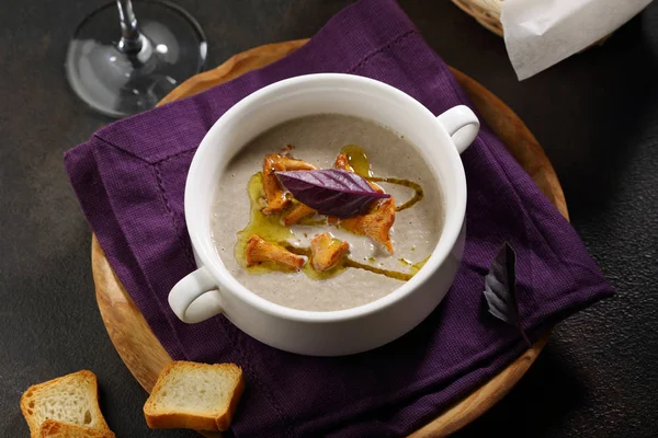 Sopa Crema Otoño Con Setas — Foto de Stock