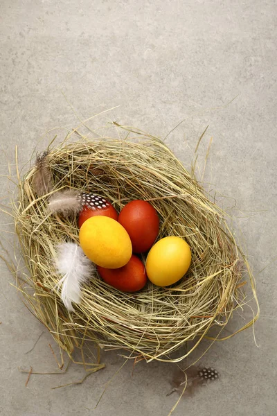 Brown Yellow Easter Eggs Food — Stock Photo, Image