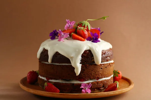 Cake Met Room Vruchten Close — Stockfoto