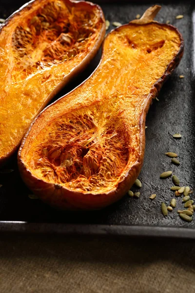 Oven Baked Pumpkins Bakeng Tray — Stock Photo, Image