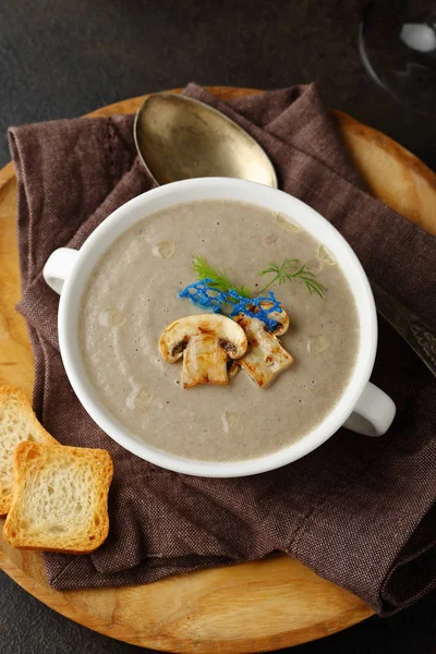 White mushrooms cream soup top view — Stock Image White Mushrooms Cream Soup Top View Royalty Free Stock Images