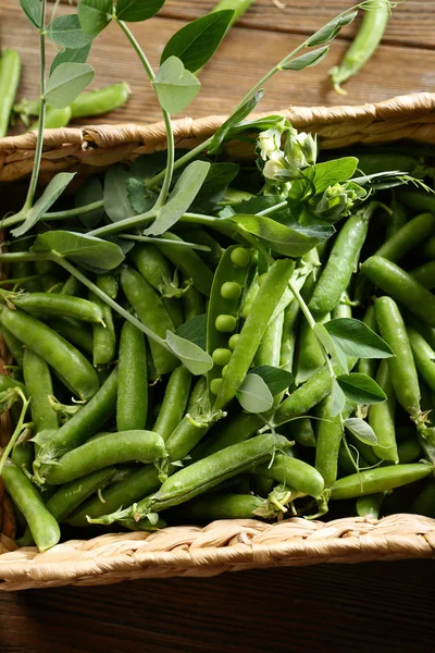 Sweet Fresh Green Pea Crate — Stock Photo, Image