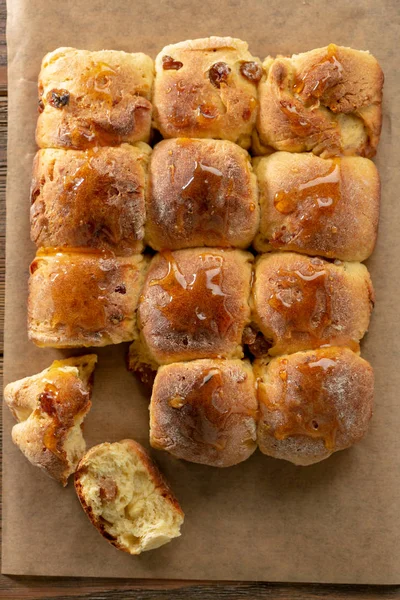 Sweet rustic buns above — Stock Photo, Image