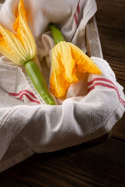 Rohe Zucchini-Blüten aus nächster Nähe — Stockfoto