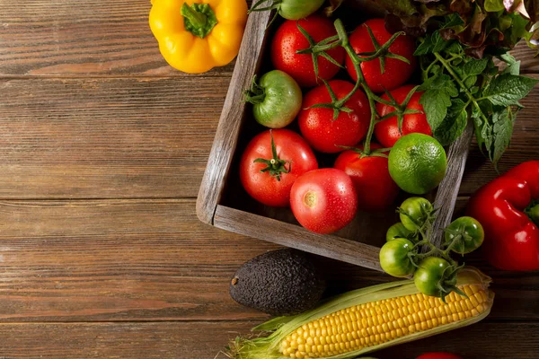 Friss, érett zöldségek felülnézet — Stock Fotó